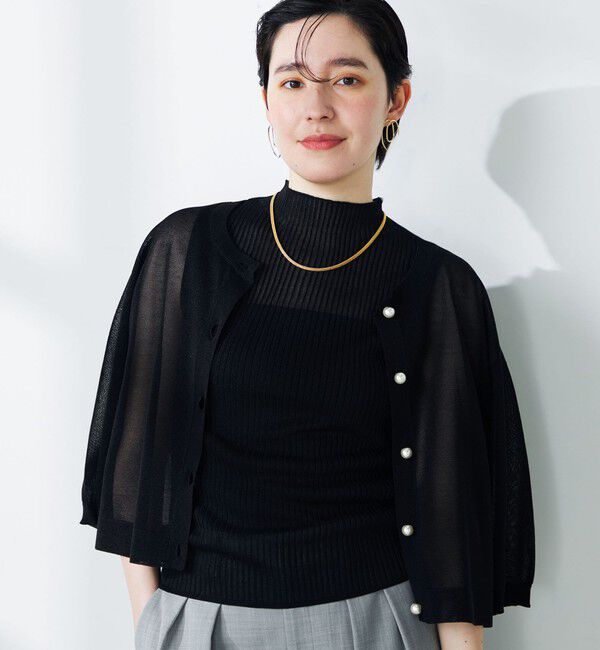 NOLLEY'S「《手洗い可能》《アンサンブル対応》シアーリブノースリーブプルオーバーニット」|ニット・セーター|