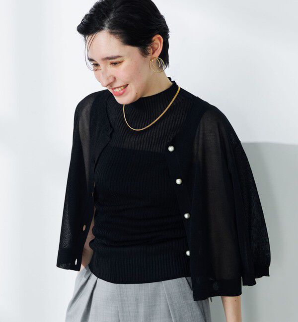 NOLLEY'S「《手洗い可能》《アンサンブル対応》シアーリブノースリーブプルオーバーニット」|ニット・セーター|
