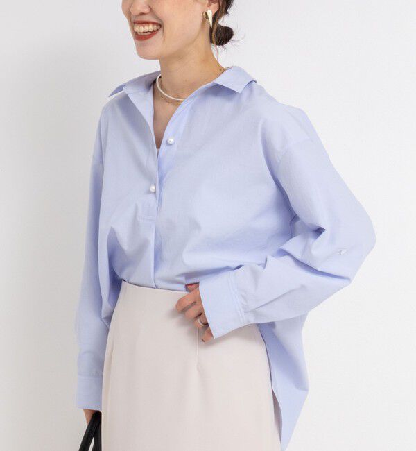 NOLLEY'S sophi「パール釦スキッパーシャツ」|シャツ・ブラウス|サックス