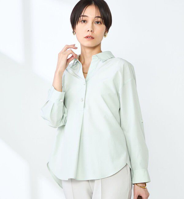 NOLLEY'S sophi「パール釦スキッパーシャツ」|シャツ・ブラウス|ミントグリーン