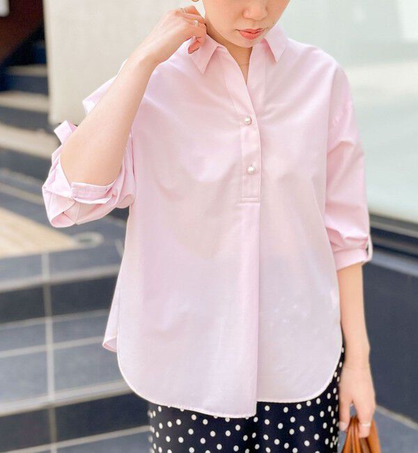 NOLLEY'S sophi「パール釦スキッパーシャツ」|シャツ・ブラウス|ベビーピンク