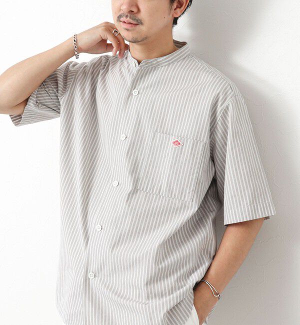 NOLLEY'S goodman「【DANTON/ダントン】BAND COLLAR SHIRT SS 25SS」|シャツ・ブラウス|グレー系その他