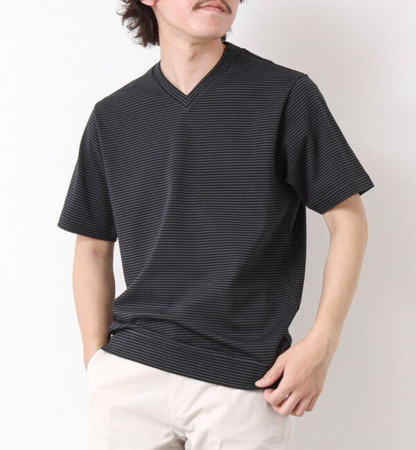 NOLLEY'S goodman「《ビジカジ対応》セミシルケットスムース ボーダー Vネック ドレスTシャツ 25SS」|Tシャツ・カットソー|