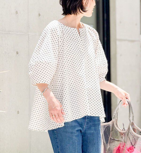NOLLEY'S「サッカードット5分袖タックブラウス」|シャツ・ブラウス|ホワイト系4