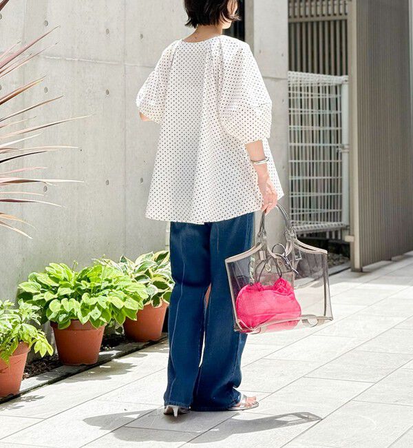 NOLLEY'S「サッカードット5分袖タックブラウス」|シャツ・ブラウス|