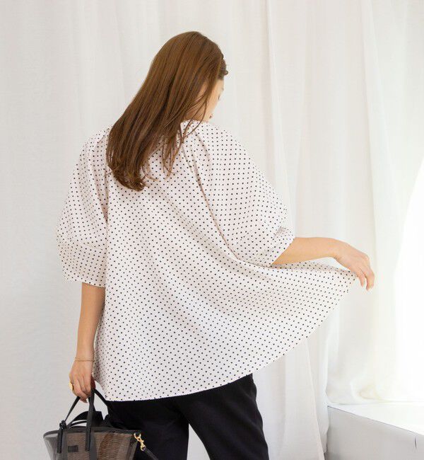 NOLLEY'S「サッカードット5分袖タックブラウス」|シャツ・ブラウス|
