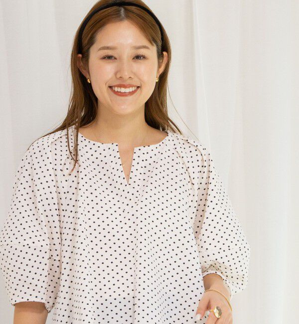 NOLLEY'S「サッカードット5分袖タックブラウス」|シャツ・ブラウス|
