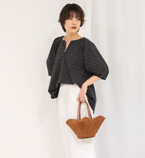NOLLEY'S「サッカードット5分袖タックブラウス」|シャツ・ブラウス|