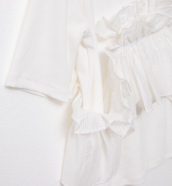 Rie Miller「フリル付き3WAYストレッチリブカットソー」|Tシャツ・カットソー|