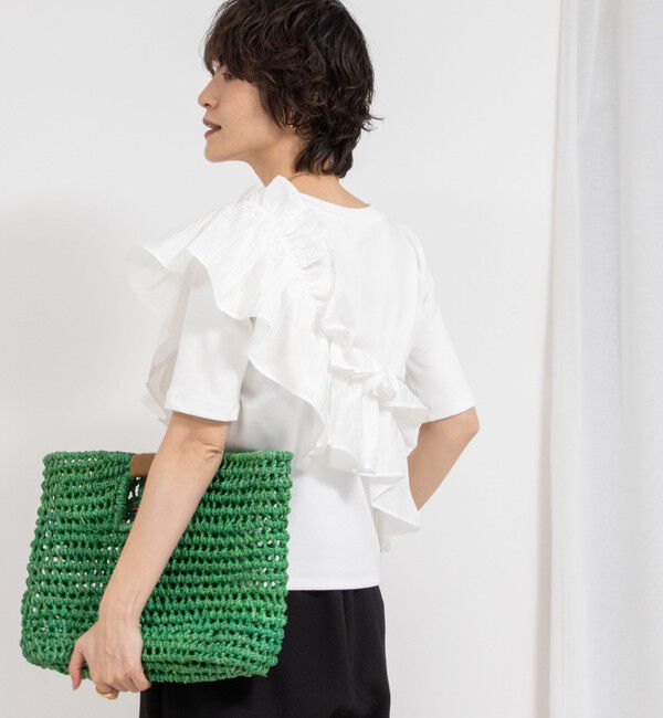 Rie Miller「フリル付き3WAYストレッチリブカットソー」|Tシャツ・カットソー|