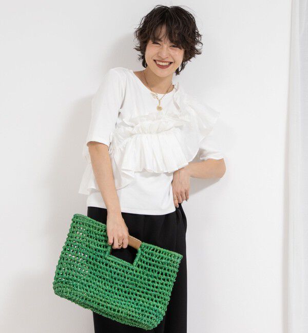 Rie Miller「フリル付き3WAYストレッチリブカットソー」|Tシャツ・カットソー|