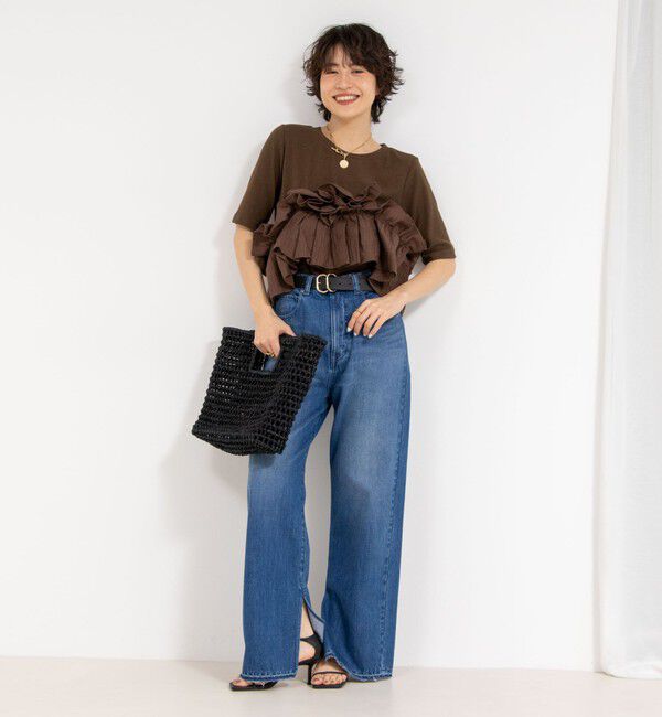 Rie Miller「フリル付き3WAYストレッチリブカットソー」|Tシャツ・カットソー|