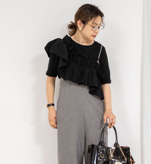Rie Miller「フリル付き3WAYストレッチリブカットソー」|Tシャツ・カットソー|