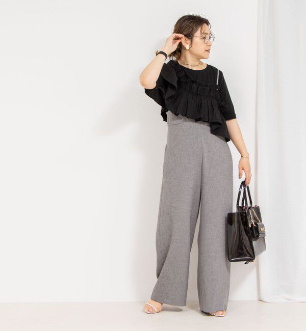 Rie Miller「フリル付き3WAYストレッチリブカットソー」|Tシャツ・カットソー|