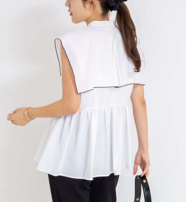 NOLLEY'S「ビッグカラーノースリーブブラウス」|シャツ・ブラウス|オフホワイト