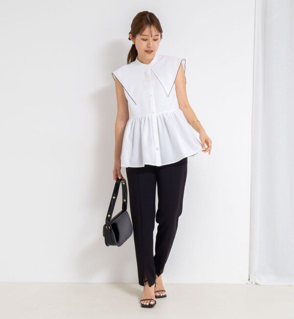 NOLLEY'S「ビッグカラーノースリーブブラウス」|シャツ・ブラウス|