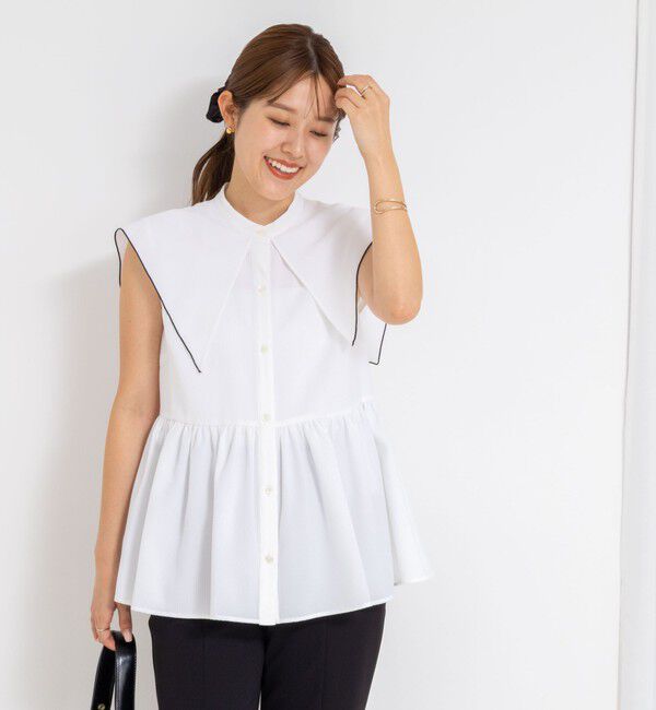 NOLLEY'S「ビッグカラーノースリーブブラウス」|シャツ・ブラウス|