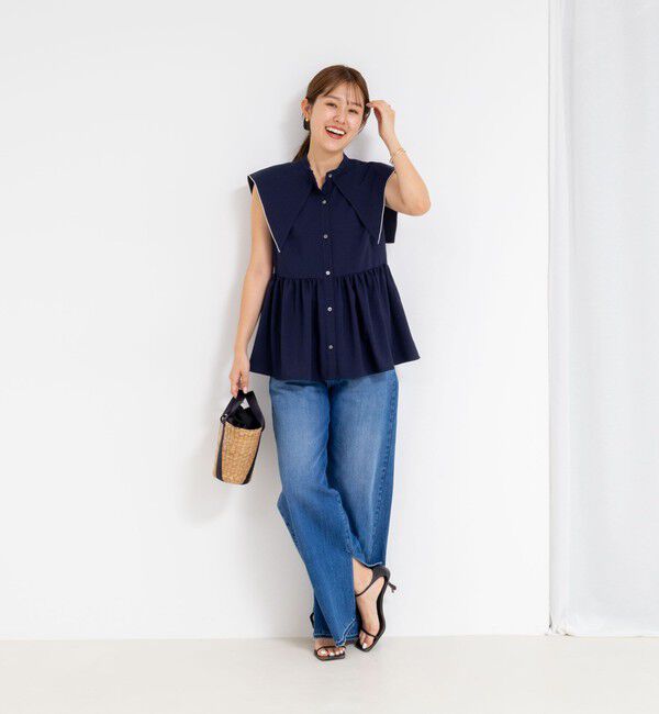 NOLLEY'S「ビッグカラーノースリーブブラウス」|シャツ・ブラウス|