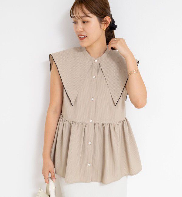 NOLLEY'S「ビッグカラーノースリーブブラウス」|シャツ・ブラウス|