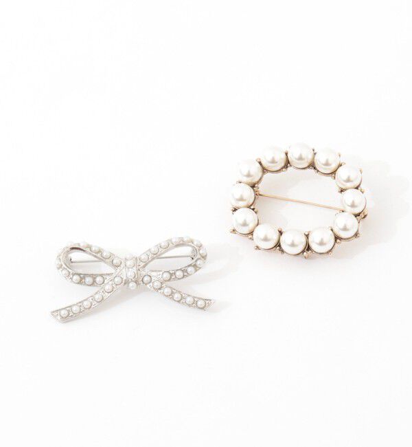 NOLLEY'S「【NOLLEYS goods】リボンパールブローチ」|ブローチ・コサージュ|