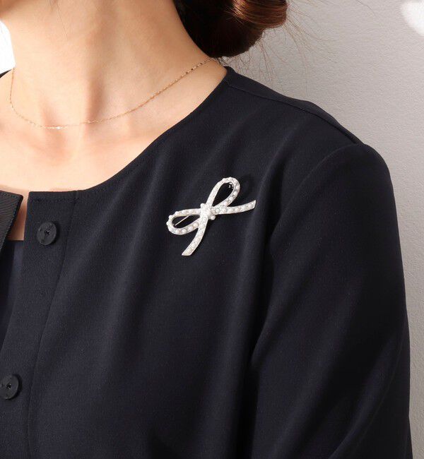 NOLLEY'S「【NOLLEYS goods】リボンパールブローチ」|ブローチ・コサージュ|