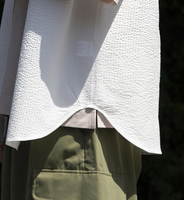 GLOSTER「【GLOSTER/グロスター】シアサッカー ボタンダウン半袖シャツ」|シャツ・ブラウス|