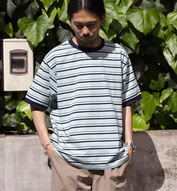GLOSTER「【GLOSTER/グロスター】マルチボーダー リンガーTシャツ」|Tシャツ・カットソー|ブルー系その他