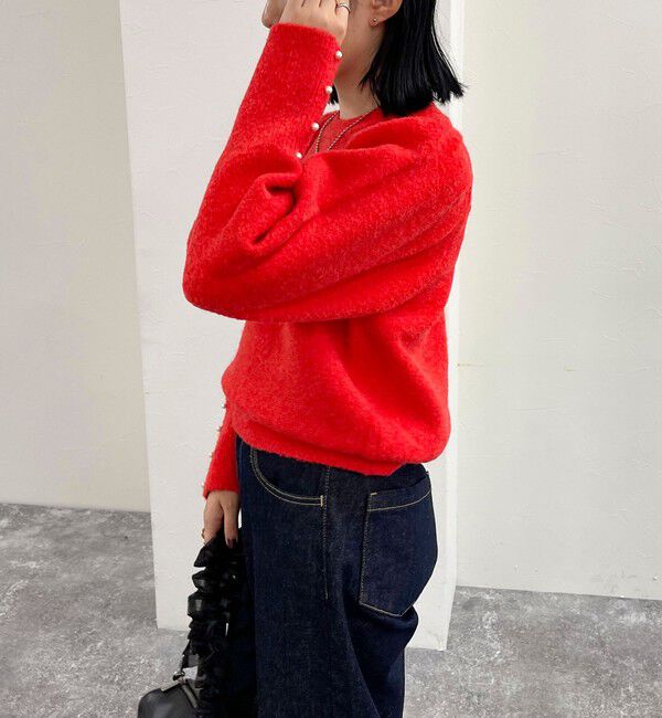 fredy emue「袖ボリュームパール付きニットプルオーバー」|ニット・セーター|