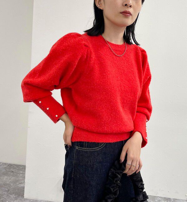 fredy emue「袖ボリュームパール付きニットプルオーバー」|ニット・セーター|