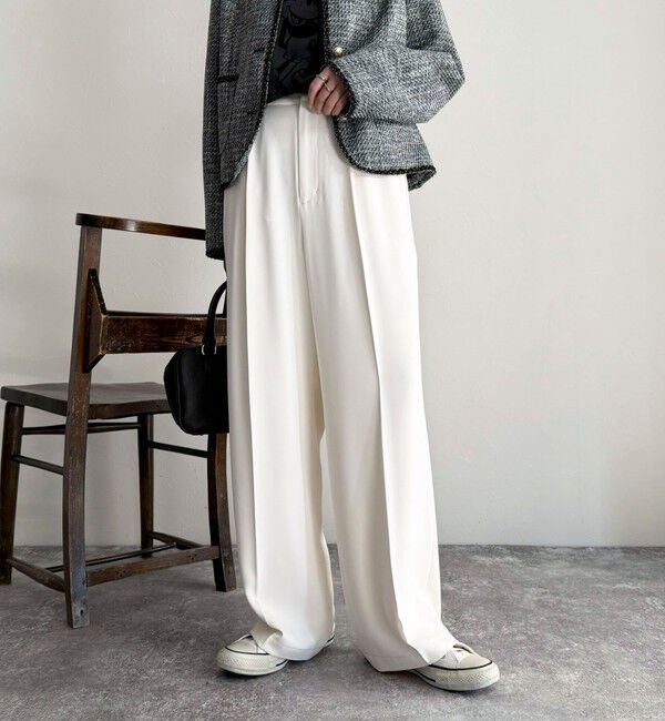 fredy emue「とろみツイルタックスラックス【レングス長め丈あり】」|スラックス|