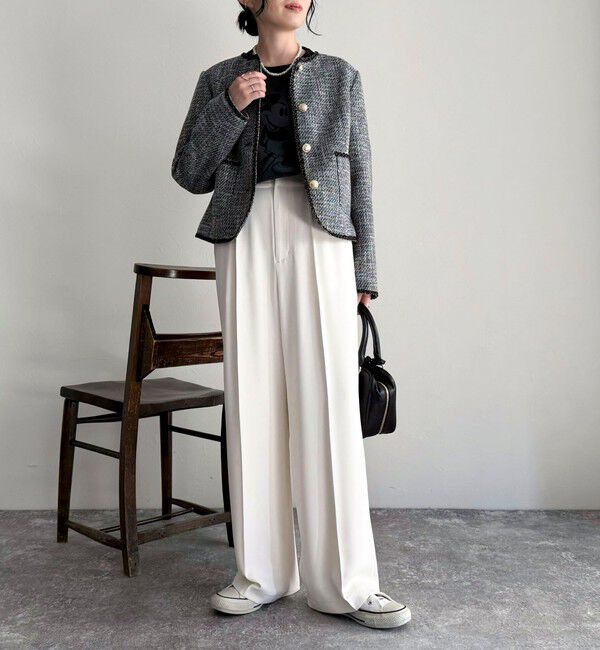 fredy emue「とろみツイルタックスラックス【レングス長め丈あり】」|スラックス|