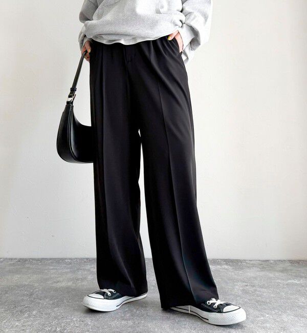 fredy emue「とろみツイルタックスラックス【レングス長め丈あり】」|スラックス|