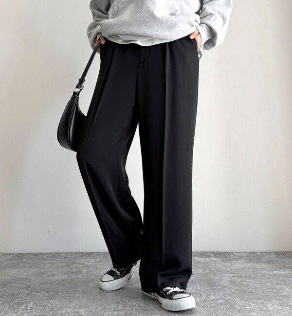 fredy emue「とろみツイルタックスラックス【レングス長め丈あり】」|スラックス|