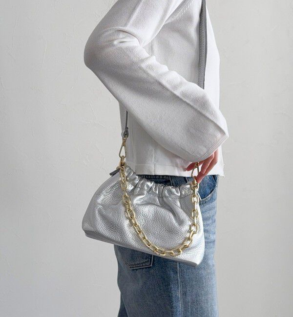 fredy emue「【AULENTTI/オーレンティ】チェーンギャザーレザーショルダーバッグ」|ショルダー・メッセンジャー|シルバー