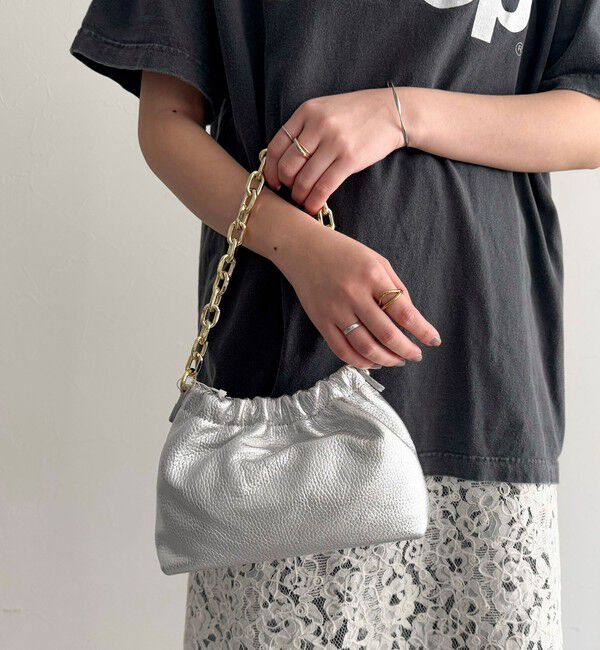 fredy emue「【AULENTTI/オーレンティ】チェーンギャザーレザーショルダーバッグ」|ショルダー・メッセンジャー|