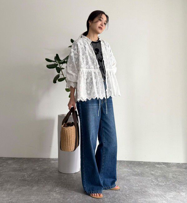 fredy emue「3D刺繍スカラップ前開きブラウス」|シャツ・ブラウス|