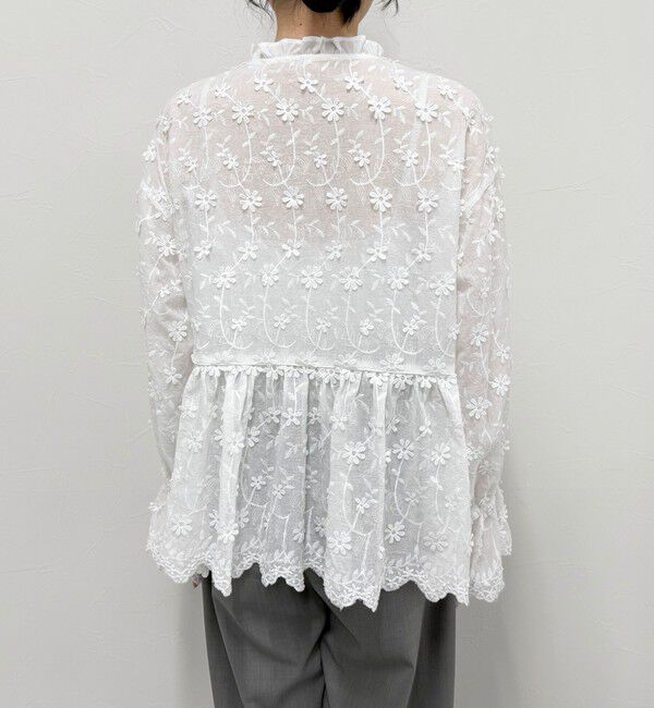 fredy emue「3D刺繍スカラップ前開きブラウス」|シャツ・ブラウス|
