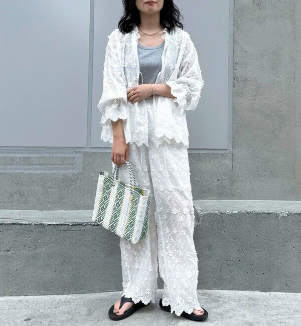 fredy emue「3D刺繍スカラップ前開きブラウス」|シャツ・ブラウス|