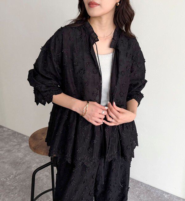 fredy emue「3D刺繍スカラップ前開きブラウス」|シャツ・ブラウス|