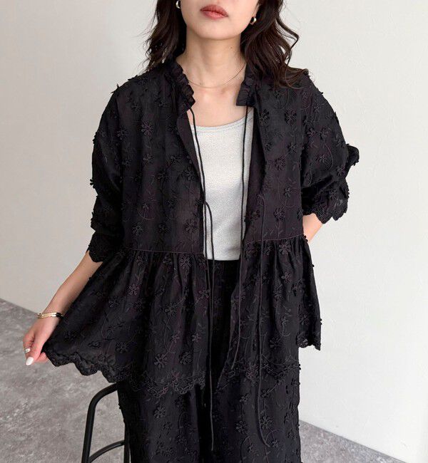 fredy emue「3D刺繍スカラップ前開きブラウス」|シャツ・ブラウス|