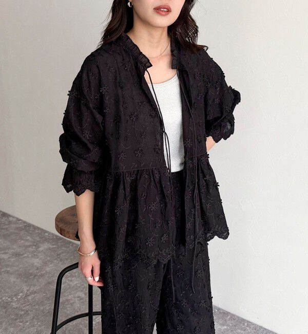 fredy emue「3D刺繍スカラップ前開きブラウス」|シャツ・ブラウス|