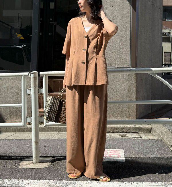 fredy emue「《セットアップ対応》レーヨン麻セミワイドイージーパンツ」|チノ|