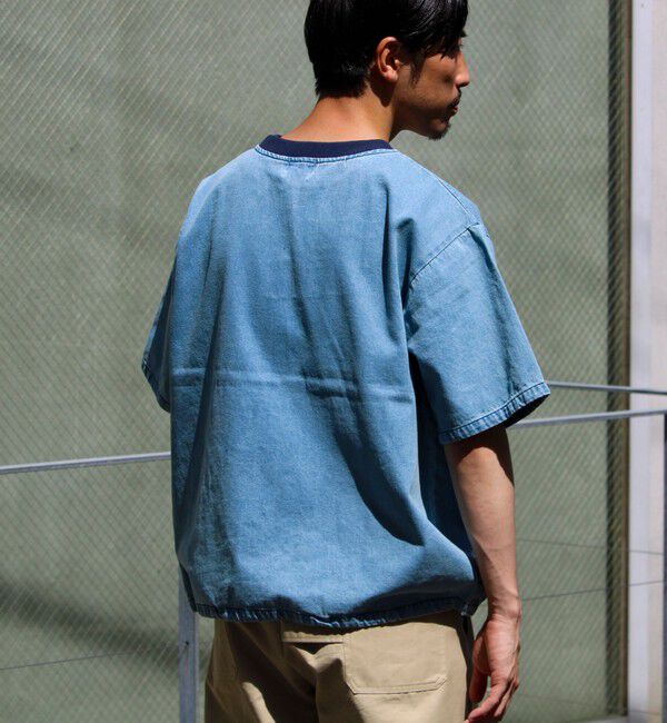 GLOSTER「【GLOSTER/グロスター】デニムライクカットソー クルーネックTシャツ ドローコード付き」|Tシャツ・カットソー|
