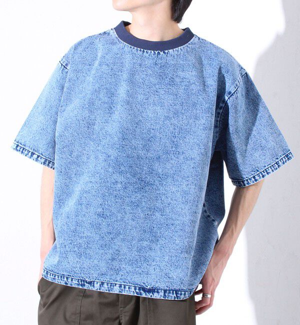 GLOSTER「【GLOSTER/グロスター】デニムライクカットソー クルーネックTシャツ ドローコード付き」|Tシャツ・カットソー|