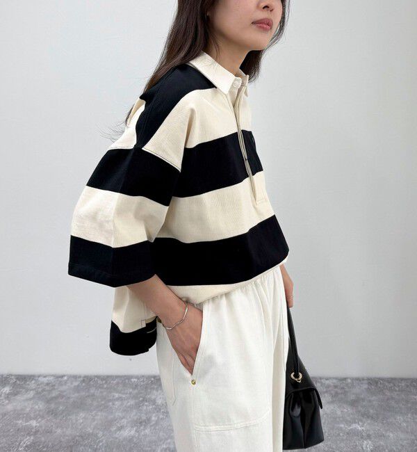 fredy emue「ワンポイント刺繍半袖ラガーシャツ」|Tシャツ・カットソー|