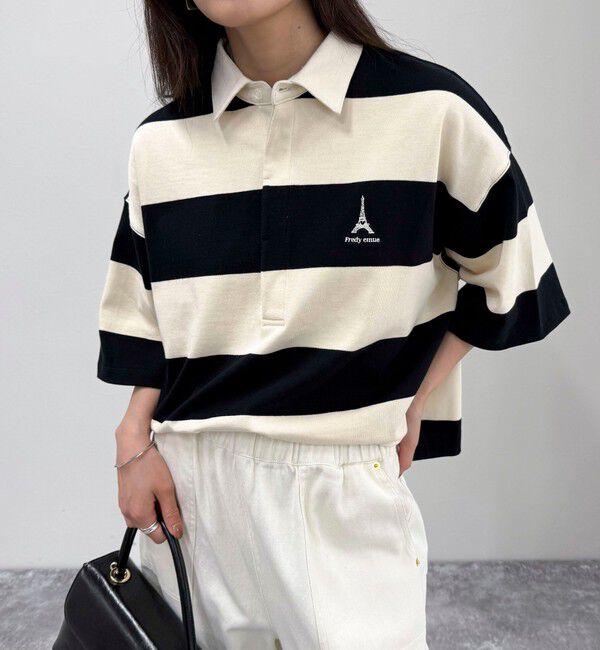 fredy emue「ワンポイント刺繍半袖ラガーシャツ」|Tシャツ・カットソー|