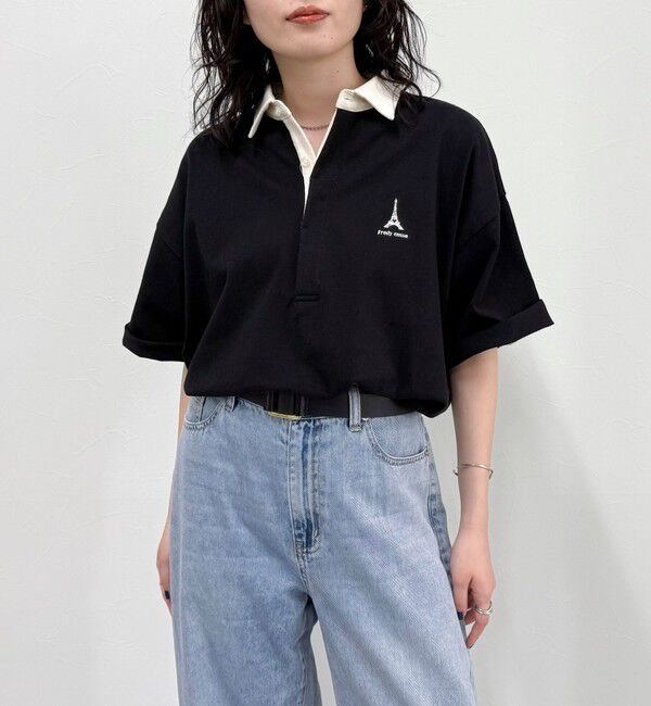 fredy emue「ワンポイント刺繍半袖ラガーシャツ」|Tシャツ・カットソー|