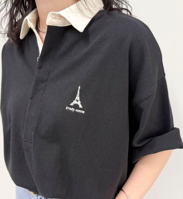 fredy emue「ワンポイント刺繍半袖ラガーシャツ」|Tシャツ・カットソー|