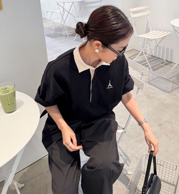 fredy emue「ワンポイント刺繍半袖ラガーシャツ」|Tシャツ・カットソー|