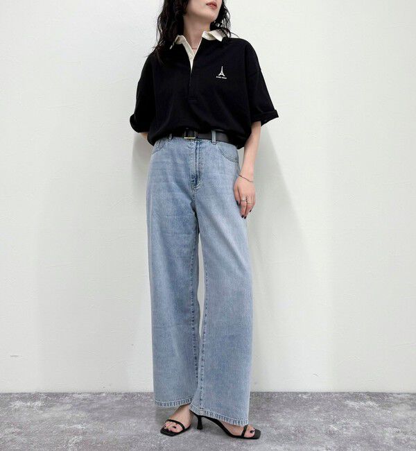 fredy emue「ワンポイント刺繍半袖ラガーシャツ」|Tシャツ・カットソー|